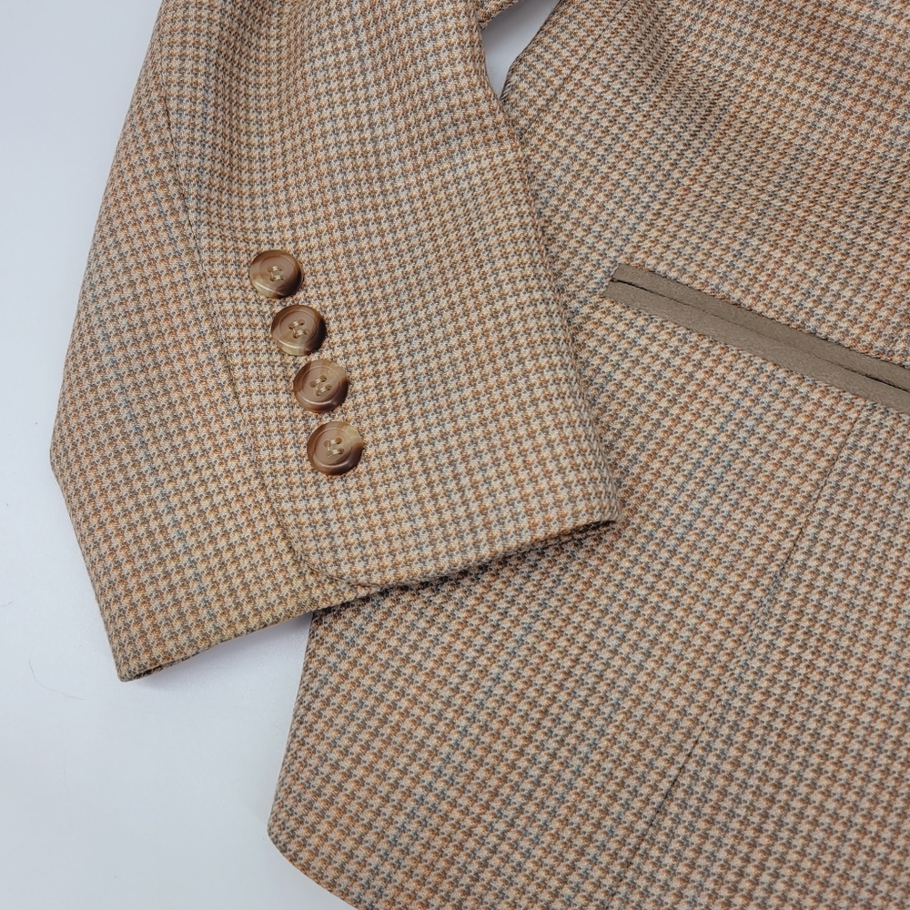 Pendleton Seasonless Wool Houndstooth Blazer Tan … - image 6